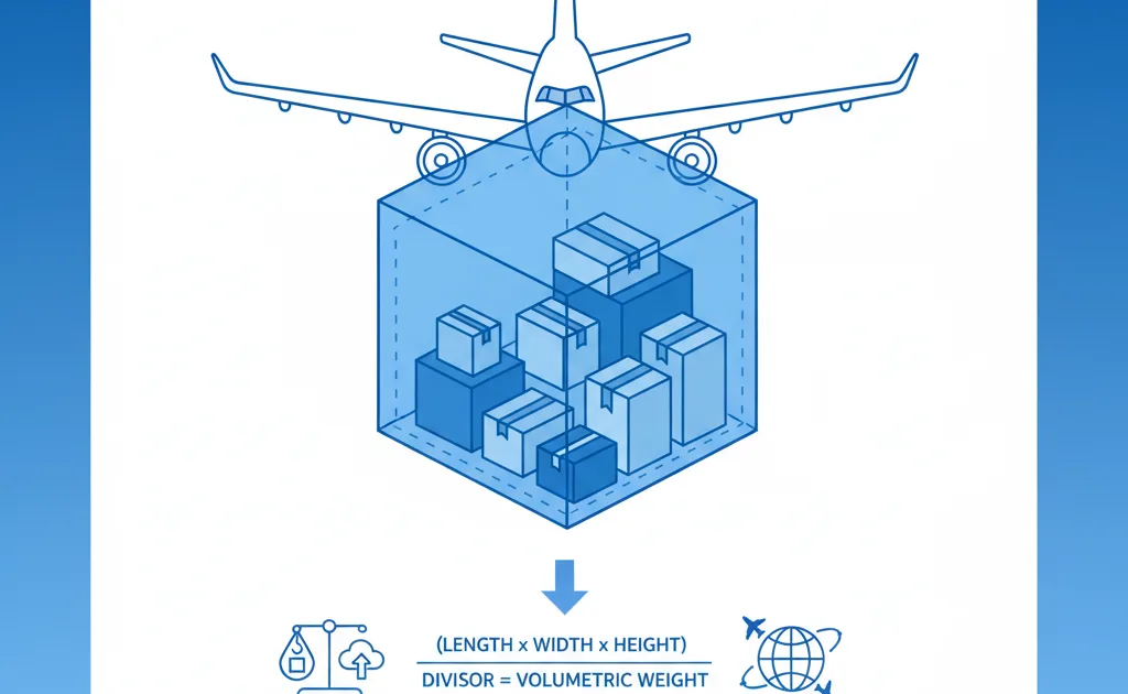 Cómo Calcular el Peso Volumétrico en Carga Aérea - Ilustración de carga aérea